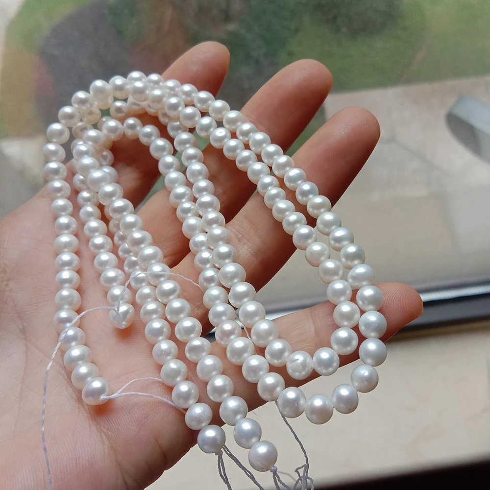 

Оптовая цена, круглый натуральный жемчуг высокого блеска AAA 5-5,5 мм, 100% натуральный пресноводный свободный жемчуг на нитке, хороший блеск