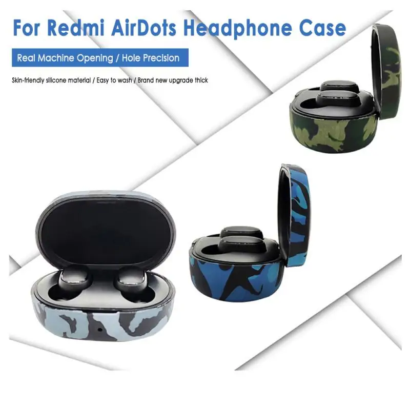 Чехол для наушников камуфляжный чехол Xiaomi Redmi AirDots беспроводных Bluetooth силиконовые
