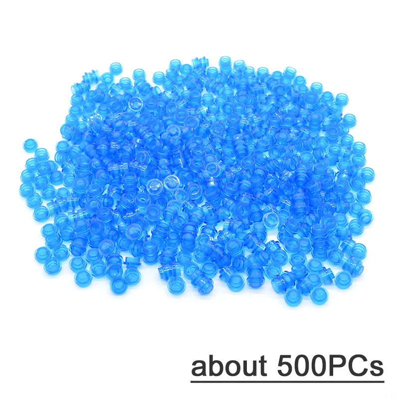 TR. Blue Около 500 шт./лот MOC кирпич круглая пластина 1x1 прозрачный Имитация океана лодки часть строительный блок игрушки для детей 4073 - Цвет: TR. Blue