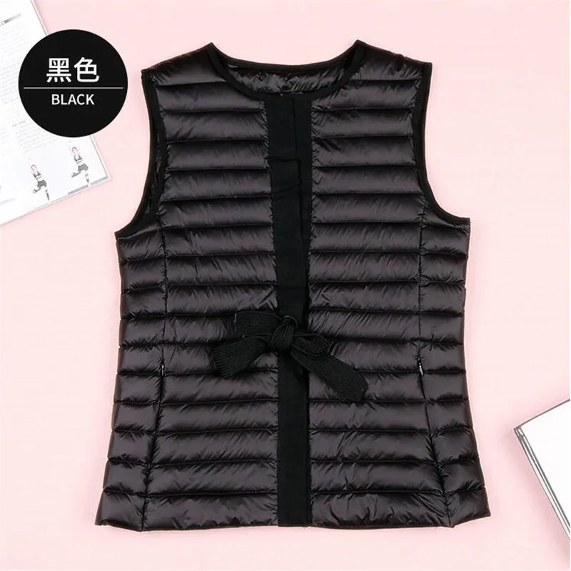 Новый женский белый жилет 90% 2020 ультра-светильник на утином пуху элегантная