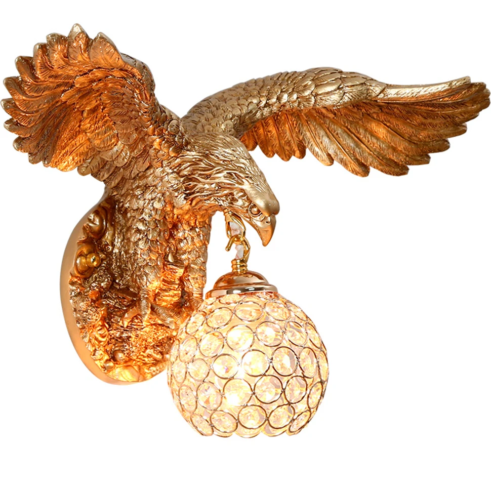 

European Creative Decoration Eagle Wall Lamp Modern Resin Wall Light Aisle Stairs Chinese Lamp Living Room Bedroom Bedside Lamp