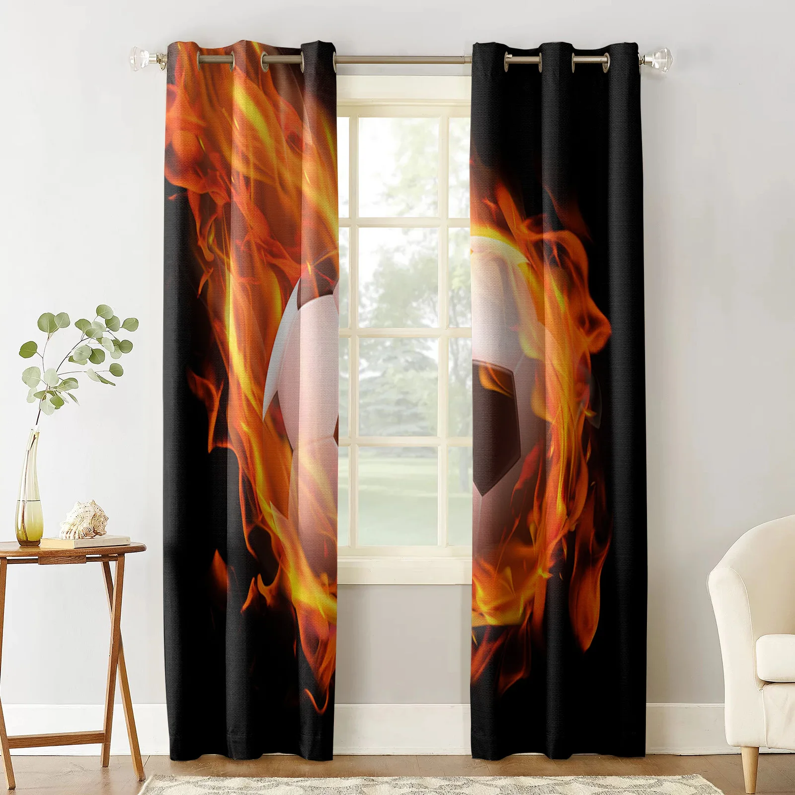 Занавеска с изображением пламени футбольного мяча домашний декор для гостиной