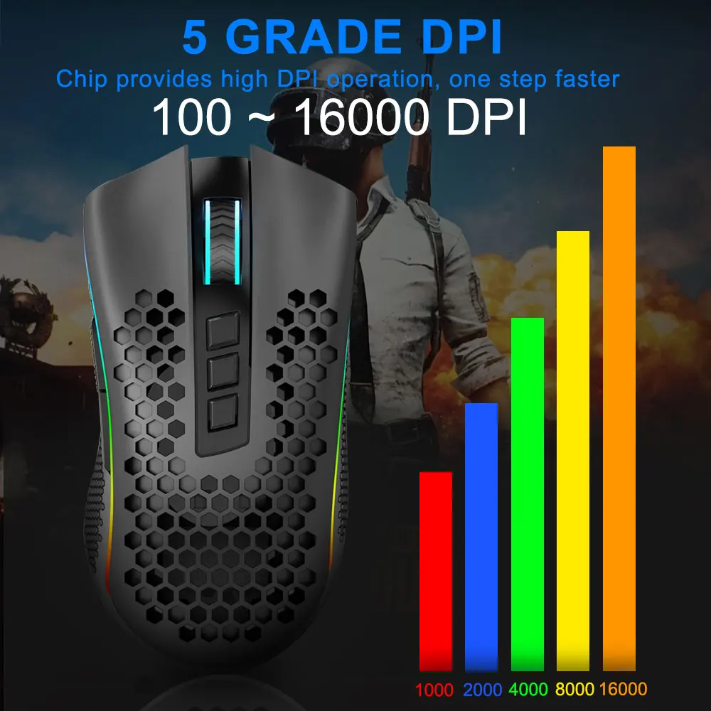 Игровая мышь Redragon Storm Pro беспроводная 2 4 ГГц RGB-подсветка 16000 точек/дюйм