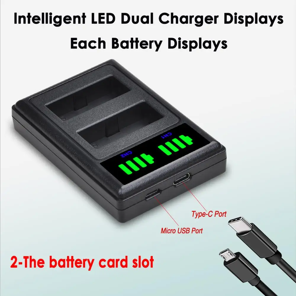 Аккумулятор для цифровой камеры 2 шт. со светодиодсветодиодный зарядным