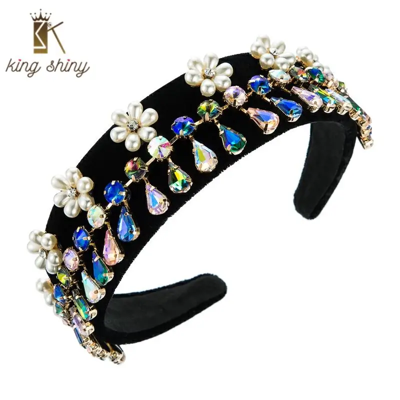 

Temperament Srping Design Simulated Flower Headband Elegant Multi Color Crystal Hairband for Woman Girls Party Hair Accessories