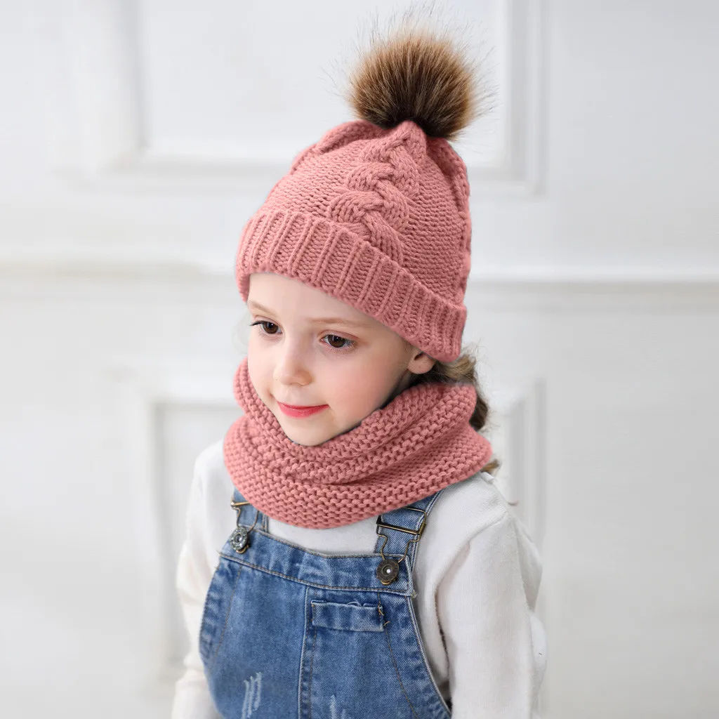 Зимняя Шапка бини детские вязаные комплекты с нагрудником шейный платок милая