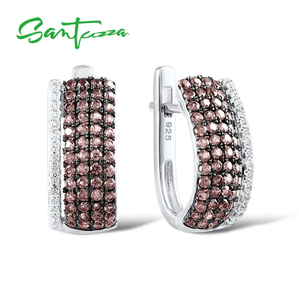 Женские серьги гвоздики SANTUZZA из серебра 925 пробы с круглым кубическим цирконием | Отзывы и видеообзор