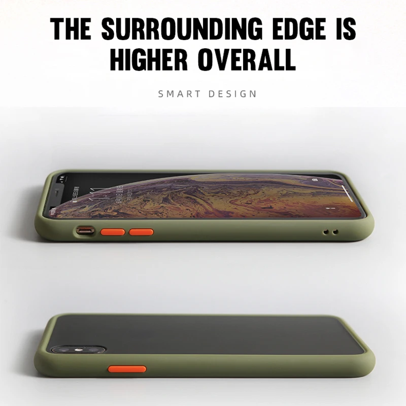 

UGI Matte Phone case Silicon Contrast Color Translucence Frosted Hard For iPhone 12 11 Pro MAX Mini X XS XR MAX 7 8 Plus SE 2020