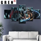Картина для домашнего декора GREN, картина без рамки, холст, Настенный декор, печать, постер, 5 панелей, игра World Of Warcraft, холст, Модульная картина