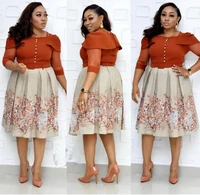 new style african women clothing dashiki digital printing spell lotus leaf sleeve dress size xl xxl xxxl