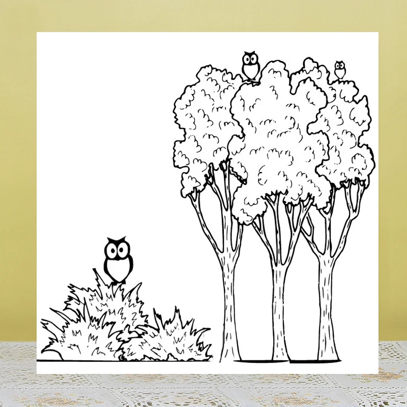 

ZhuoAng Owl And Tree Clear Stamps/Silicone Transparent Seals for DIY scrapbooking photo album Clear Stamps