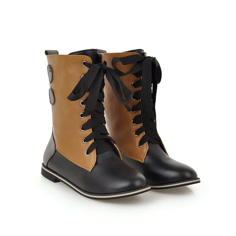 Ботинки большого размера в евро-американском стиле с круглым носком квадратным