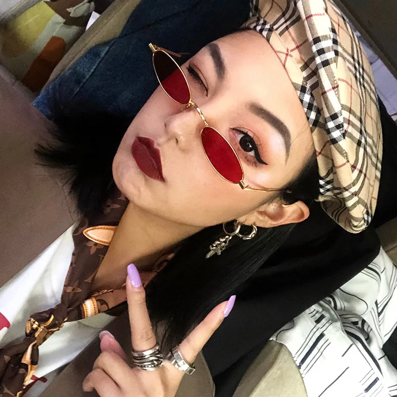 

Small Frame Black Shades Round Sunglasses Women Oval Brand Designer Vintage Fashion Pink Sun Glasses Female Oculos De Sol