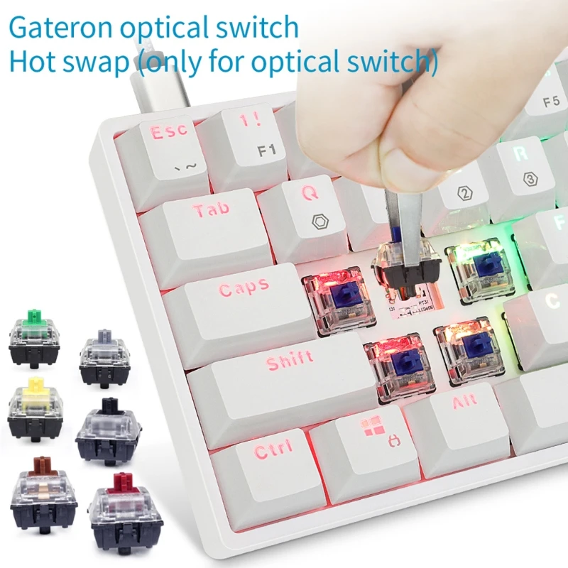 

SK61 Portable 60% Mechanical Keyboard Gateron optical Switches Backlit Hot swap B36A