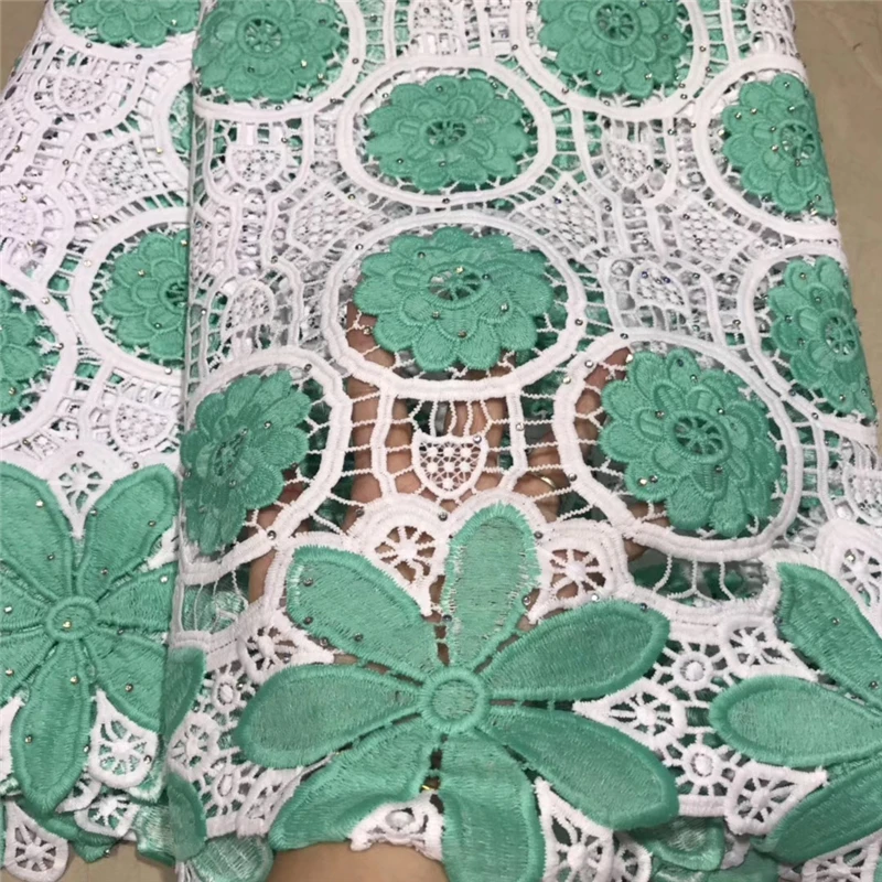 Tollola последний зеленый гипюр кружевная ткань вышивка французский африканский
