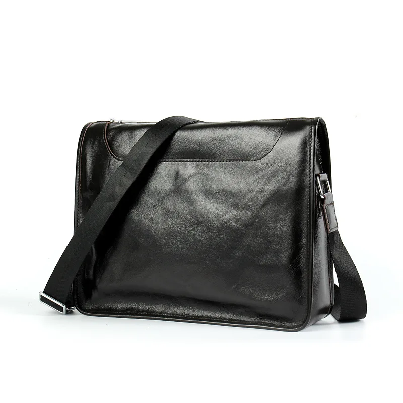 Мужская сумка мессенджер из натуральной кожи черная на плечо для мужчин кожаная