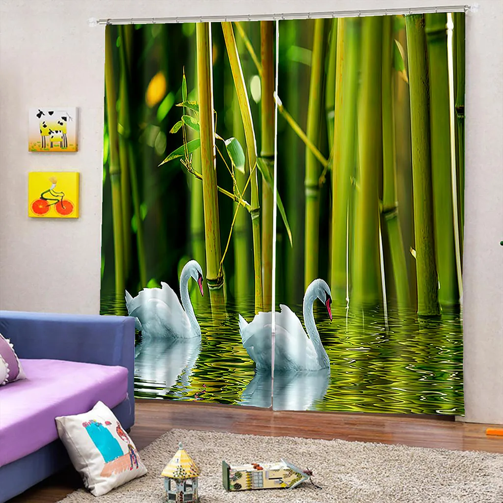 

Занавеска для спальни, декоративная, с принтом растений