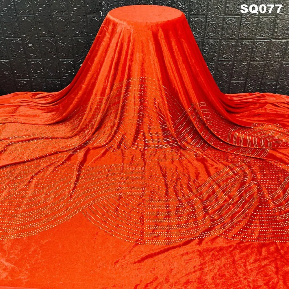 Небесно-голубая африканская бархатная кружевная ткань с вышивкой камнями для