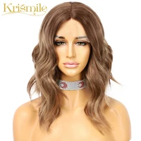 dark brown roots ombre light brown synthetic lace wigs short wave t middle part wig daily for women make up heat resistant