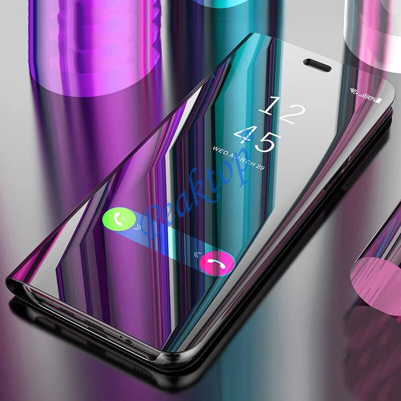 Умный зеркальный кожаный флип чехол для A3 A3S A5 A5S A7 AX5 A71 A83 Reno 10X Z Realme 2 3 X C1 C2 K3 A1K OPPO F5