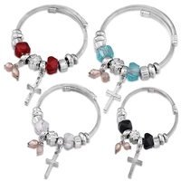 2021 new crystal cross beaded bracelet jewelry 60mm adjustable open bracelet bangles fashion jewelry for charm women love gift