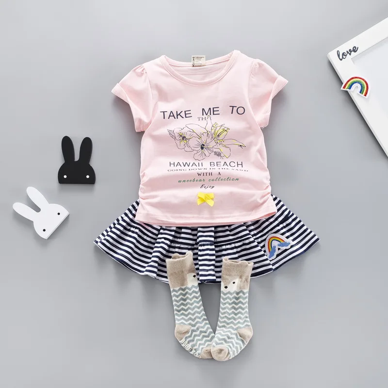 Одежда для девочек модная летняя одежда комплект одежды малышей футболка с