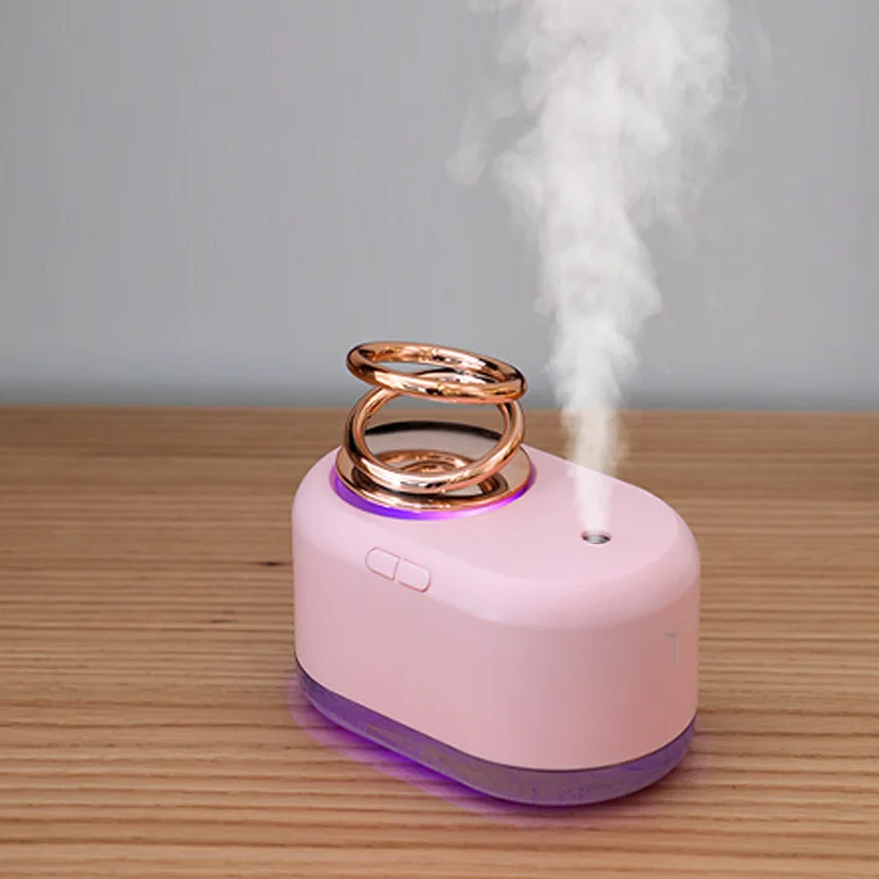 

300 мл мини портативный аромадиффузор вращающийся двойной кольцевой увлажнитель воздуха романтическая лампа перезаряжаемая батарея беспро...