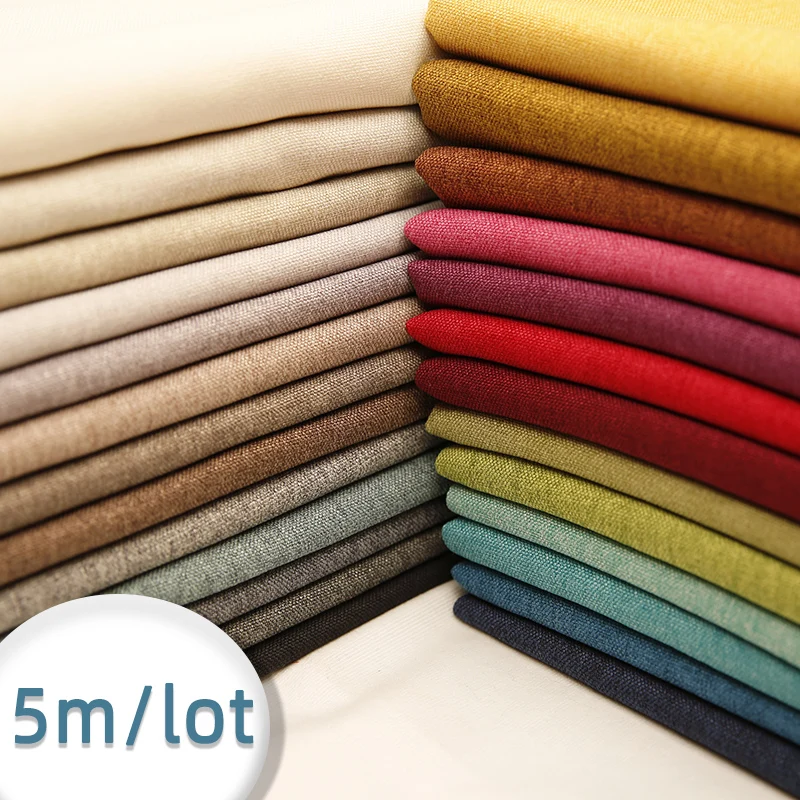 Wholesale Linen Blackout Fabric Material for Curtain Polyester Tablecloth DIY Sewing Fabric 5m/lot