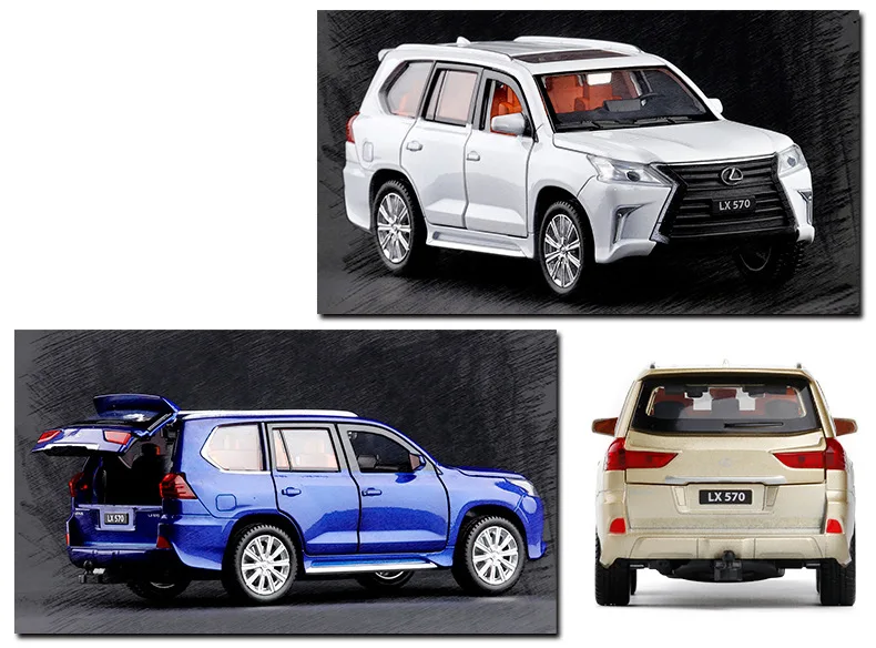 

1:32 Brand Lx570 Alloy Pull Back Car Model Diecast Metal Toy Vehicles With Sound Light 6 Open Doors For Kids Gift Free Shipping