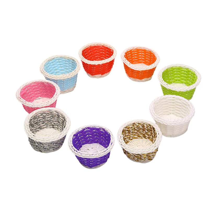 

4 Colorful Bamboo Bunny Baskets, Round Egg Sugar Baskets, Easter Children's Day Props For Children's Festival Gift Parties