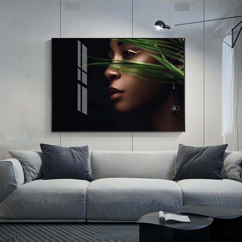 

Abstract Black Women Lip Hand Eye Gaze Canvas Painting Fashion Posters and Prints Pictures For Living Room Wall Art Decoration