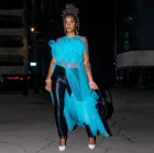 Женский топ с оборками, из тюля, светло-голубого цвета