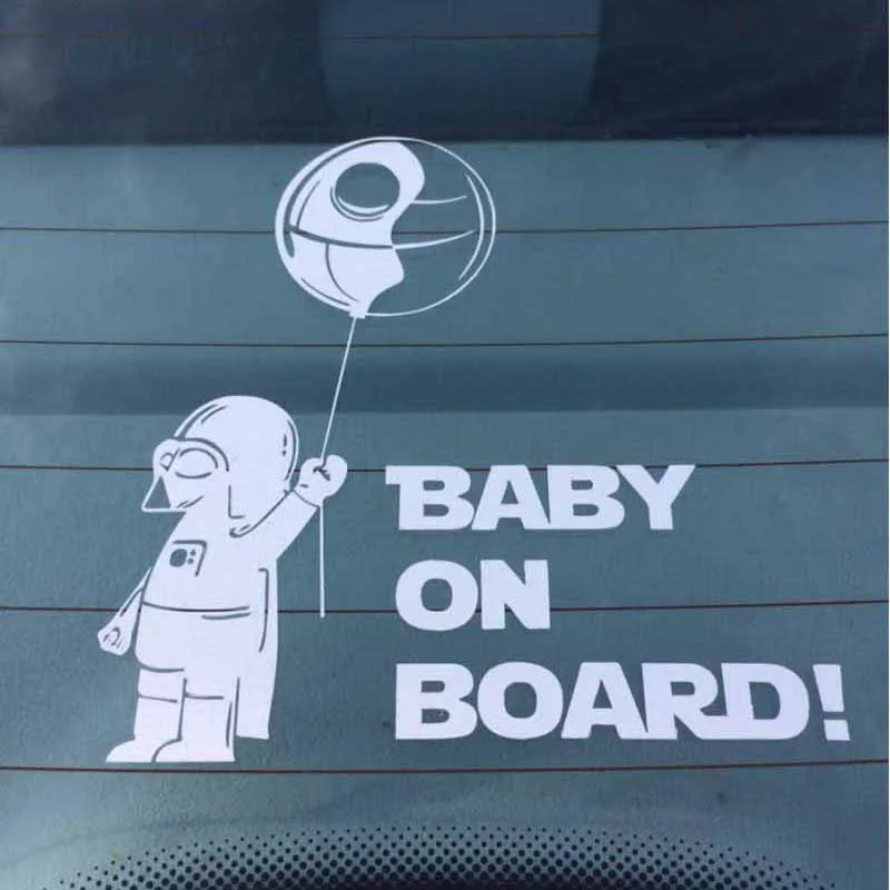 

Creative Car Sticker Baby on Board Cute Star Wars Jedi Car Styling Safety Warning Sticker for VW Golf Passat Audi 15x14cm