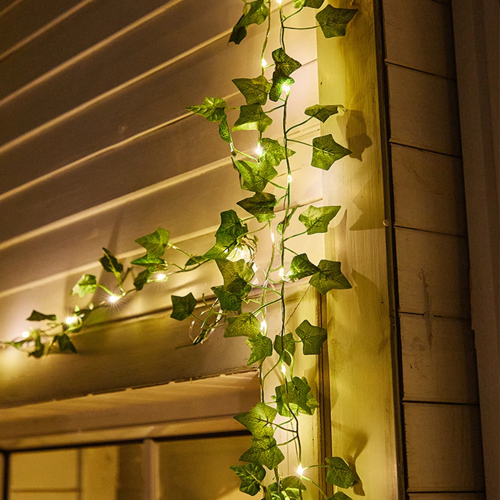 

New LED Artificial Plants String Light Green Leaf Ivy Vine Fairy Light String Maple Leaves Lamp Garland DIY Hanging Lighting