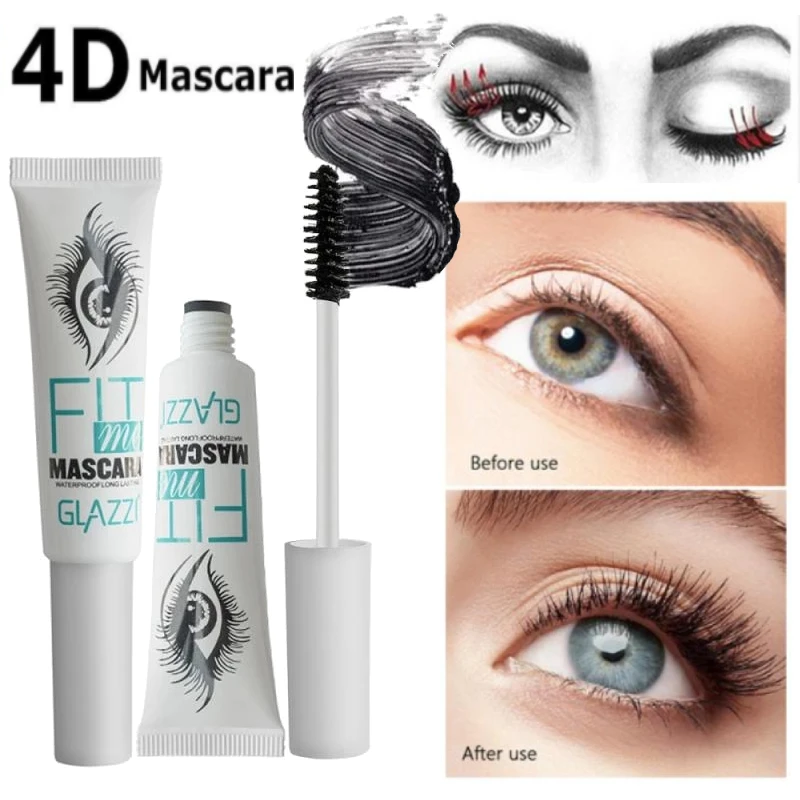 

4D Black Curling Eyelash Smooth Extension Mascara With Silicone Brush Waterproof Sweatproof Non-Smudge Long Lasting Eye Cosmetic