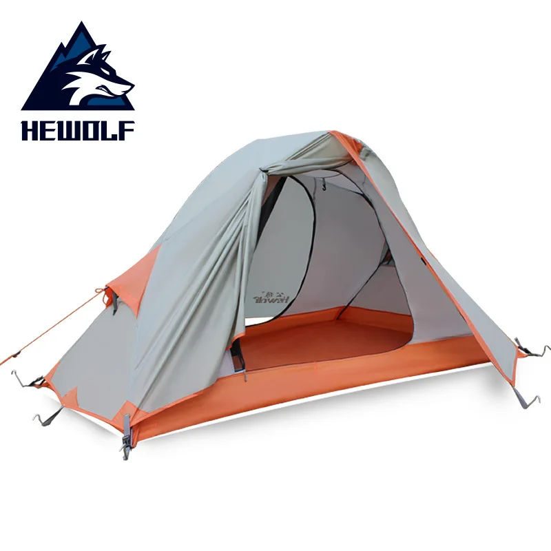 

Hewolf high quality 2.25kg Ultralight Aluminum poles single person double layer waterproof camping tent beach tent