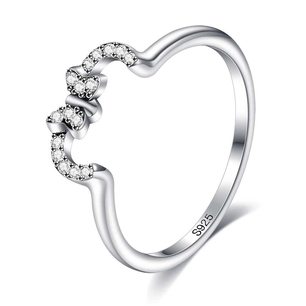 

ZEMIOR For Women S925 Sterling Silver Finger Rings Butterfly Shape Cubic Zirconia Cute Romantic Engagement Wedding Fine Jewelry