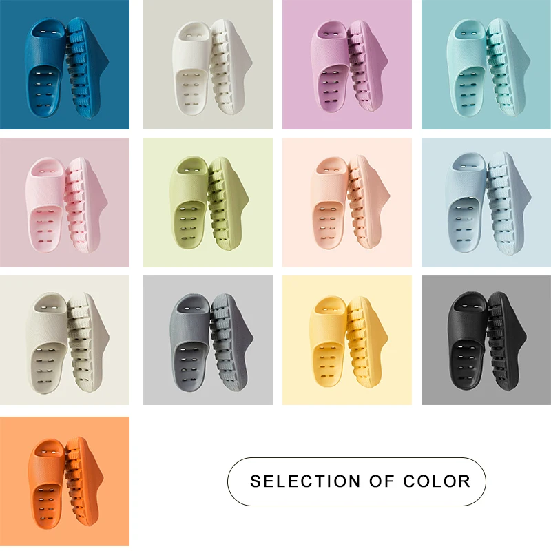 

Summer Women Slippers Beach Draining Hole Eva Soft Sole Platform Shower Thick Sandals Men Indoor Bathroom Light Anti-slip Shoes