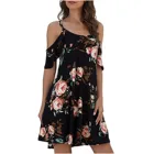 Женское платье с круглым вырезом, коротким рукавом и карманами