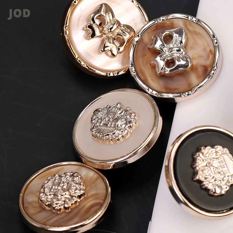 6 шт. Золотые пластиковые пуговицы для одежды костюм Женское пальто Декоративная