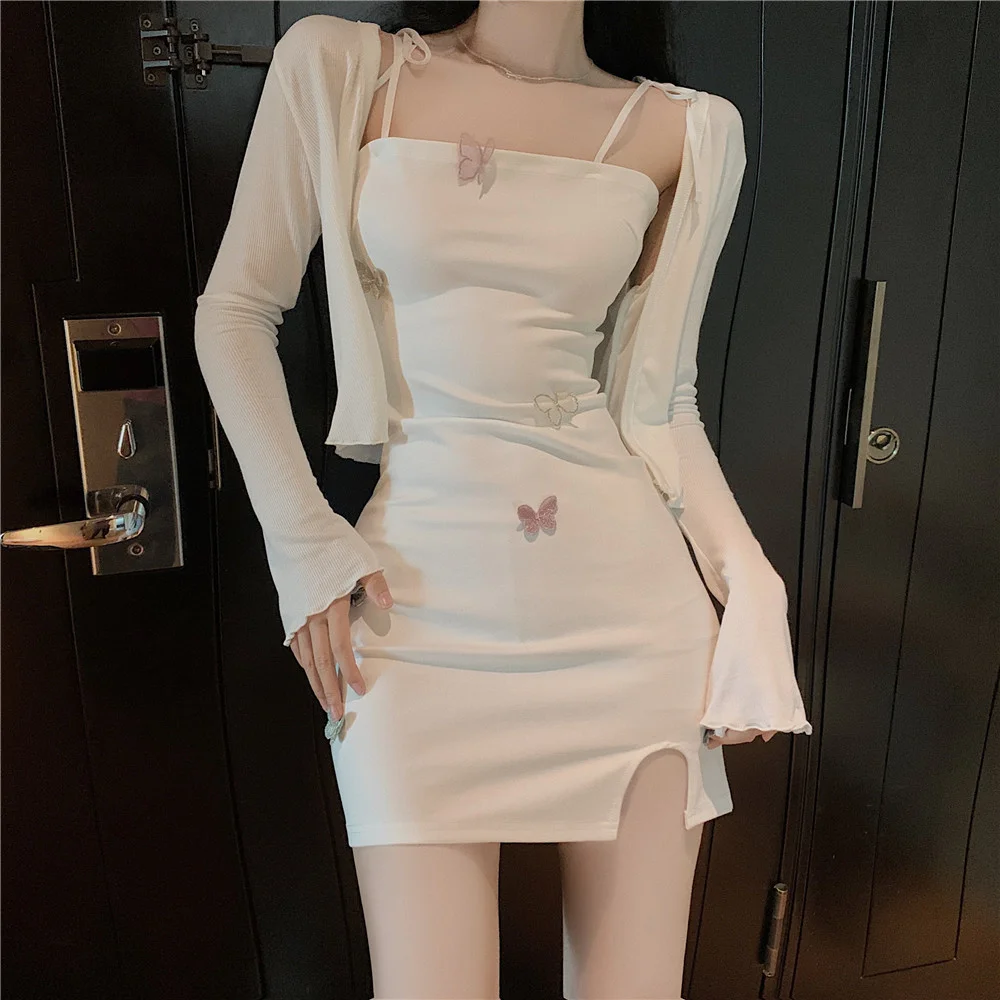 

Hong Kong Style Strap Butterfly Slim-Fit Hip Skirt 2021 Early Autumn New French Style Vintage Skirt Elegant Dress for Women