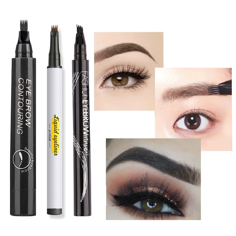 

Natural Eyebrow Pen Four-claw Eye Brow Tint Makeup Three Colors Eyebrow Pencil Brown Black Grey Brush Cosmetics New Sale TSLM1
