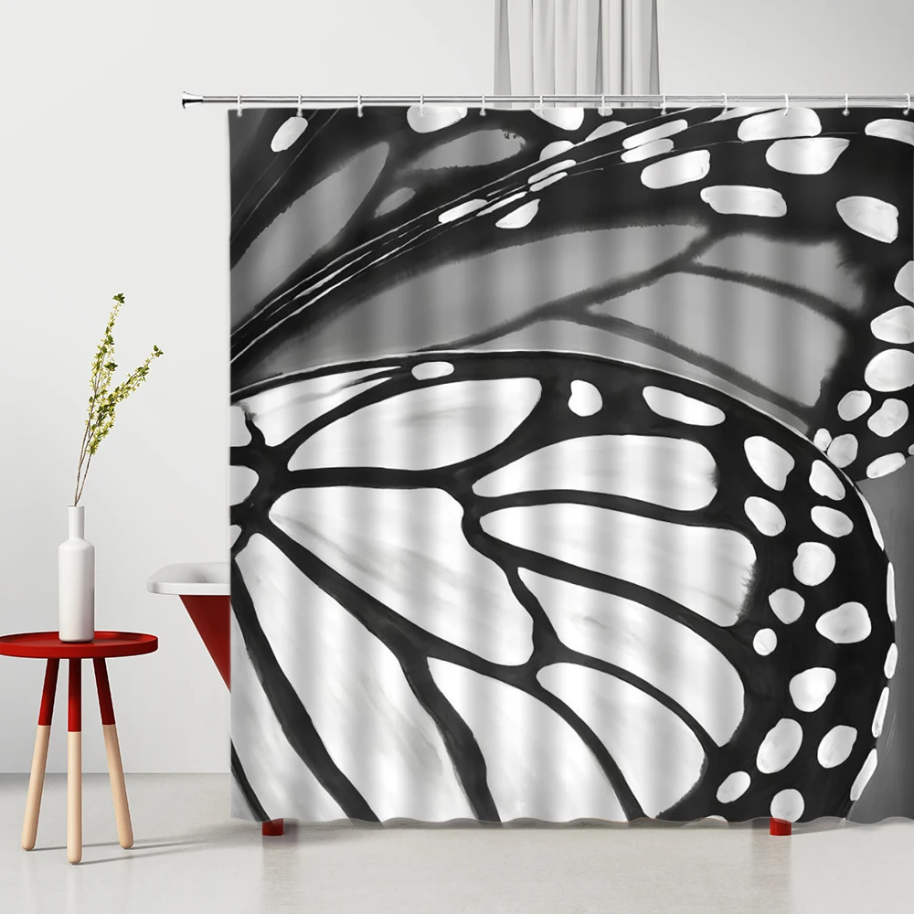 

Shower Curtain Set Butterfly Colorful Flowers Leaf Natural Biological 3D Printing Machine Washable Curtains In Bathroom Bath