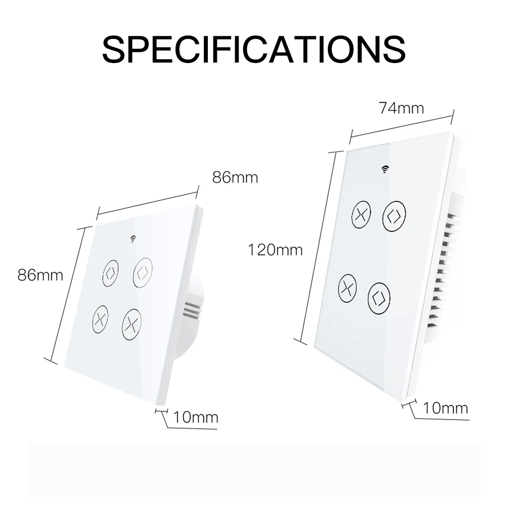 

Moes WiFi Smart Life Tuya 2 Gang Double Curtain Blind Switch for Roller Shutter Electric Motor With Google Home Alexa Voice