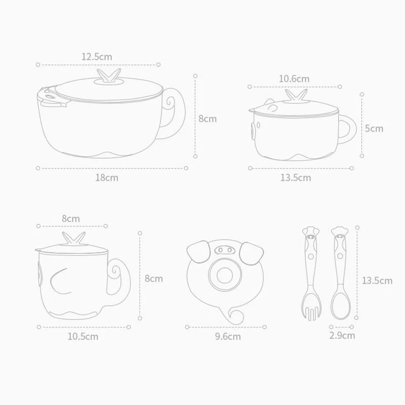 

Baby Shining Children Dinnerware Set 4-6pcs Kids Bowl/Spoon/Pork Insulated Bowl Anti Spill Bowl with Suction Cup Baby Tableware