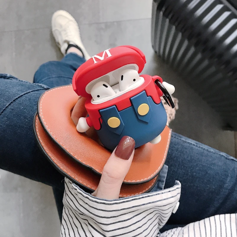 Silicone Bluetooth Earphone Case for Apple AirPods 3D Protective 1/2 Cute Cover Unique Cartoon Pipeliner Design | Электроника