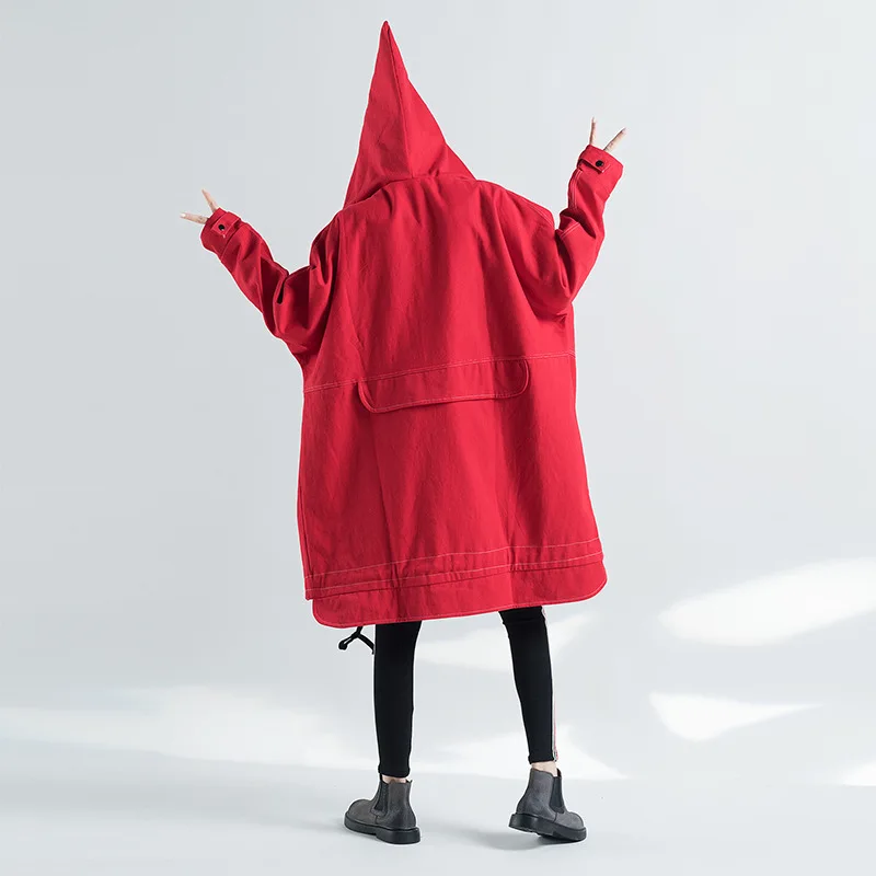 Тренч женский зимний из денима на молнии с капюшоном | Женская одежда