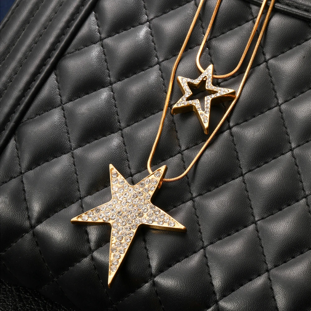 Большие стразы подвеска в виде звезды ожерелья для женщин массивные ювелирные
