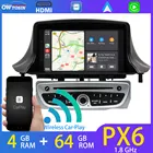 Автомобильный мультимедийный DVD-плеер 1Din PX6 4 + 64 ГБ Android 10,0 для Megane 3 Fluence 2009-2016 WIFI GPS радио Carplay Авто Стерео TDA7850