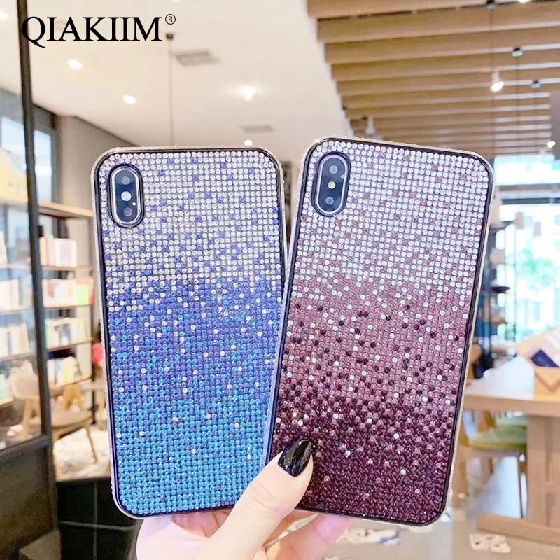 Роскошные блестящие градиентные чехлы со стразами для телефонов iPhone 13 12 11 Pro XS Max XR